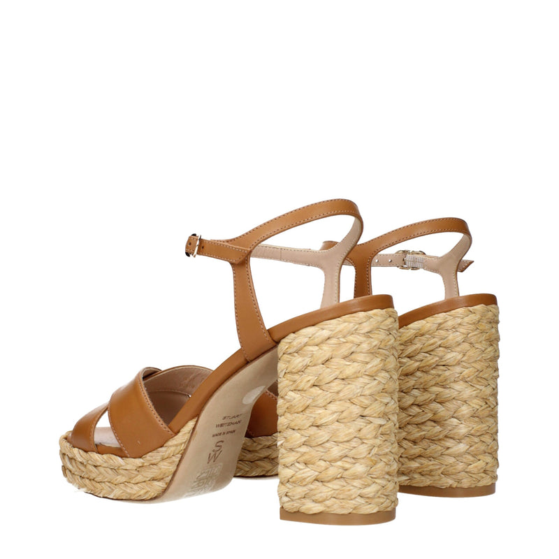 Stuart Weitzman Brown Leather Platforms - Élégantes Sandales