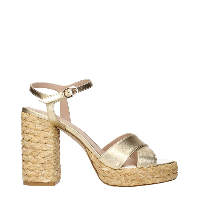 Stuart Weitzman Gold Leather Platforms - Sandals for Women