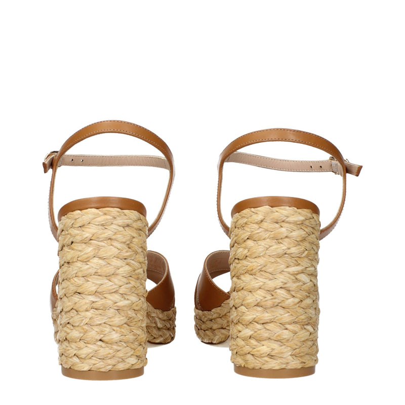 Stuart Weitzman Brown Leather Platforms - Élégantes Sandales