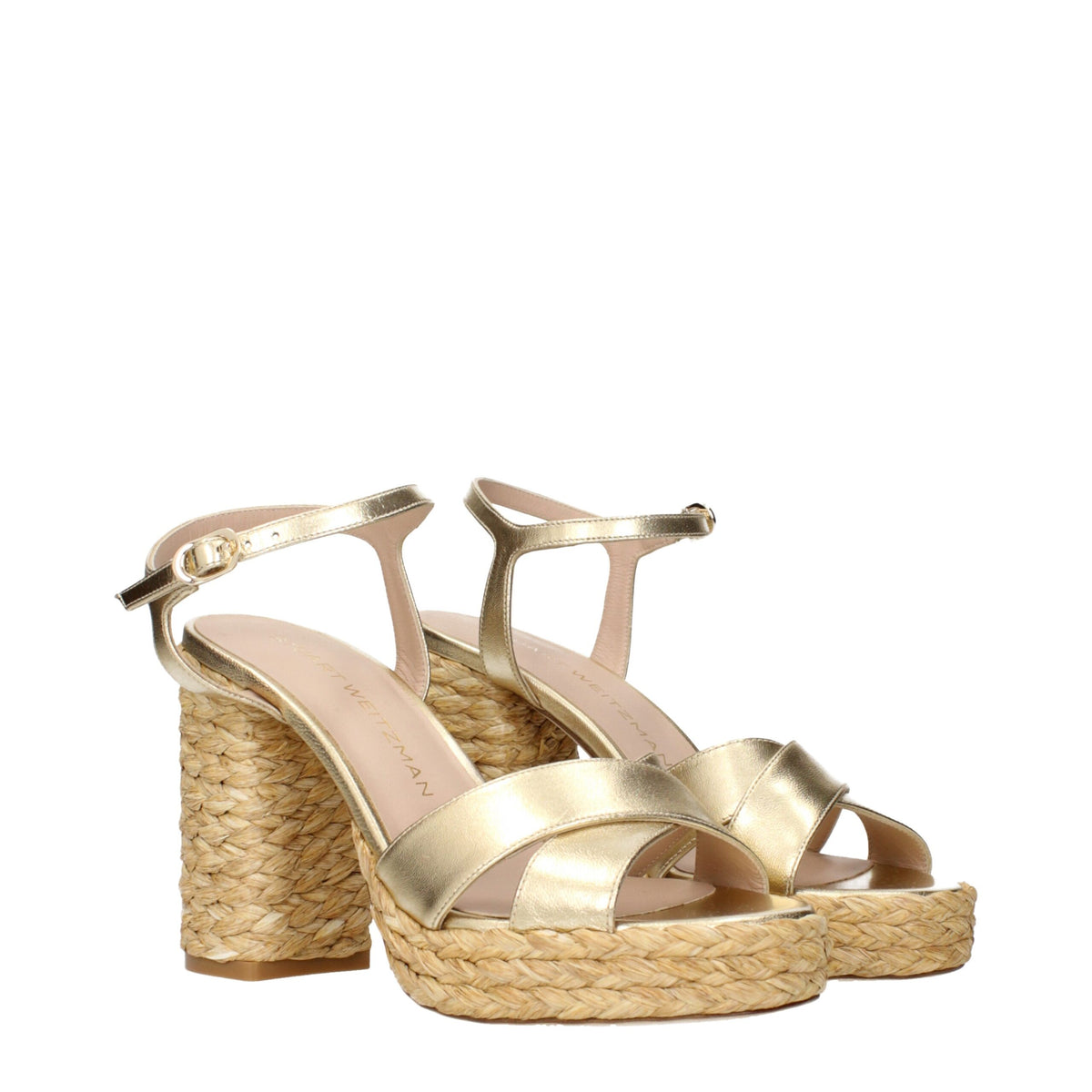 Stuart Weitzman Gold Leather Platforms - Sandals for Women