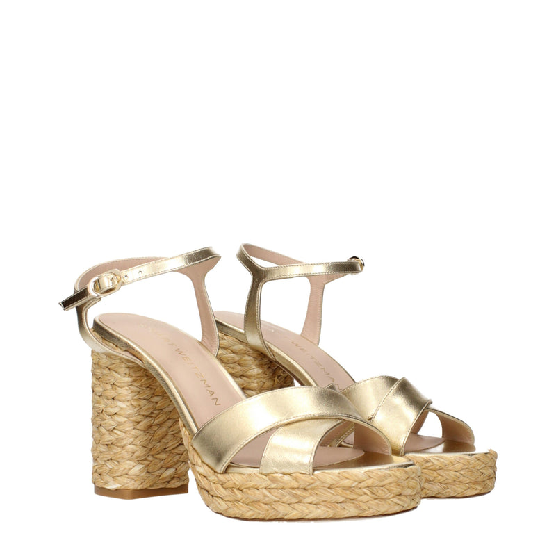 Stuart Weitzman Gold Leather Platforms - Sandals for Women