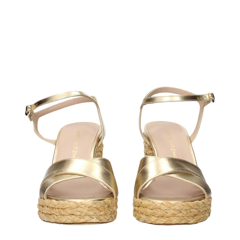 Stuart Weitzman Gold Leather Platforms - Sandals for Women