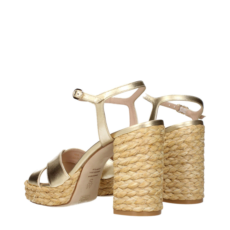Stuart Weitzman Gold Leather Platforms - Sandals for Women