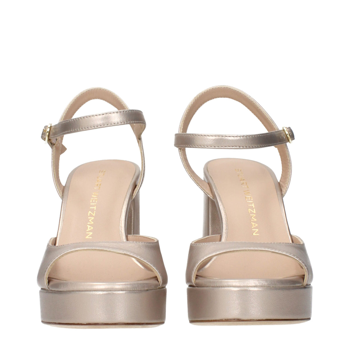 Stuart Weitzman DAYNAIIPLATFORMLIDSK308CHAMPAGNE Beige Leather Platforms