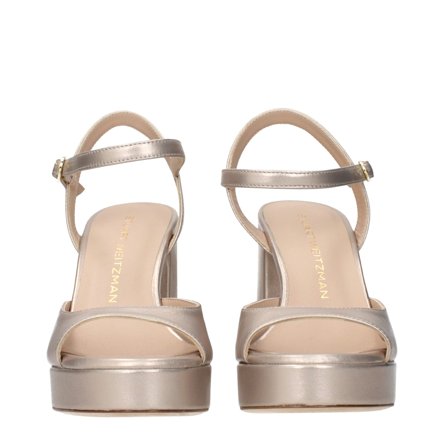 Plateformes en cuir beige de Stuart Weitzman