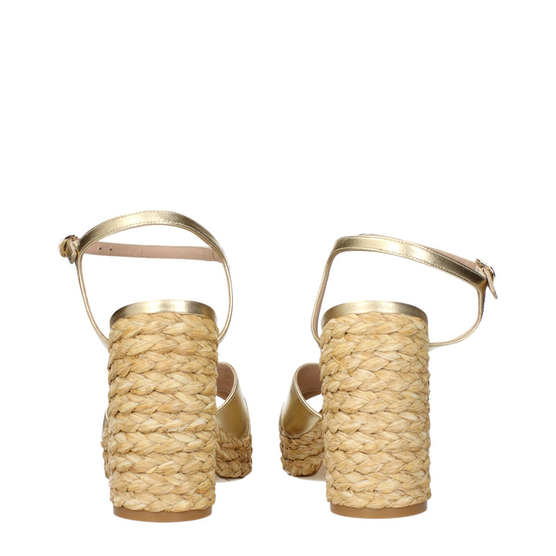 Stuart Weitzman Gold Leather Platforms - Sandals for Women