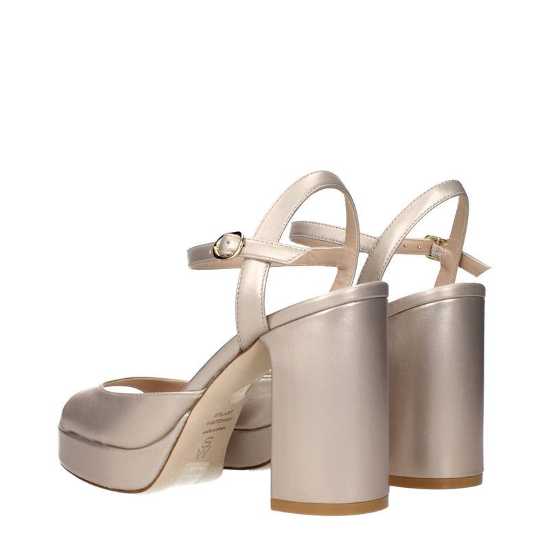 Stuart Weitzman DAYNAIIPLATFORMLIDSK308CHAMPAGNE Beige Leather Platforms