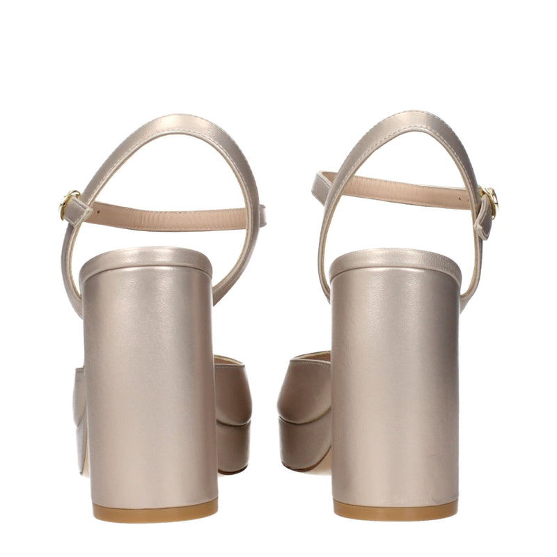 Stuart Weitzman DAYNAIIPLATFORMLIDSK308CHAMPAGNE Beige Leather Platforms