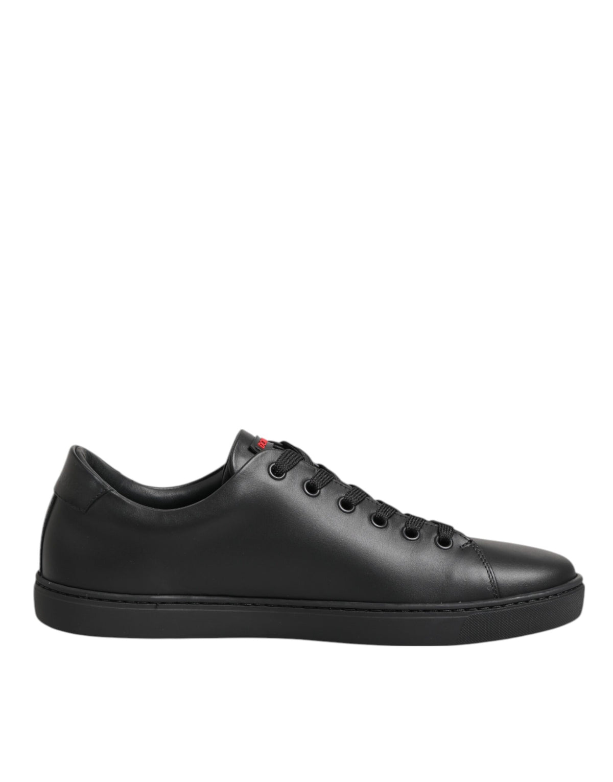 Dolce & Gabbana Black Leather Crystal Heart Low Top Sneakers