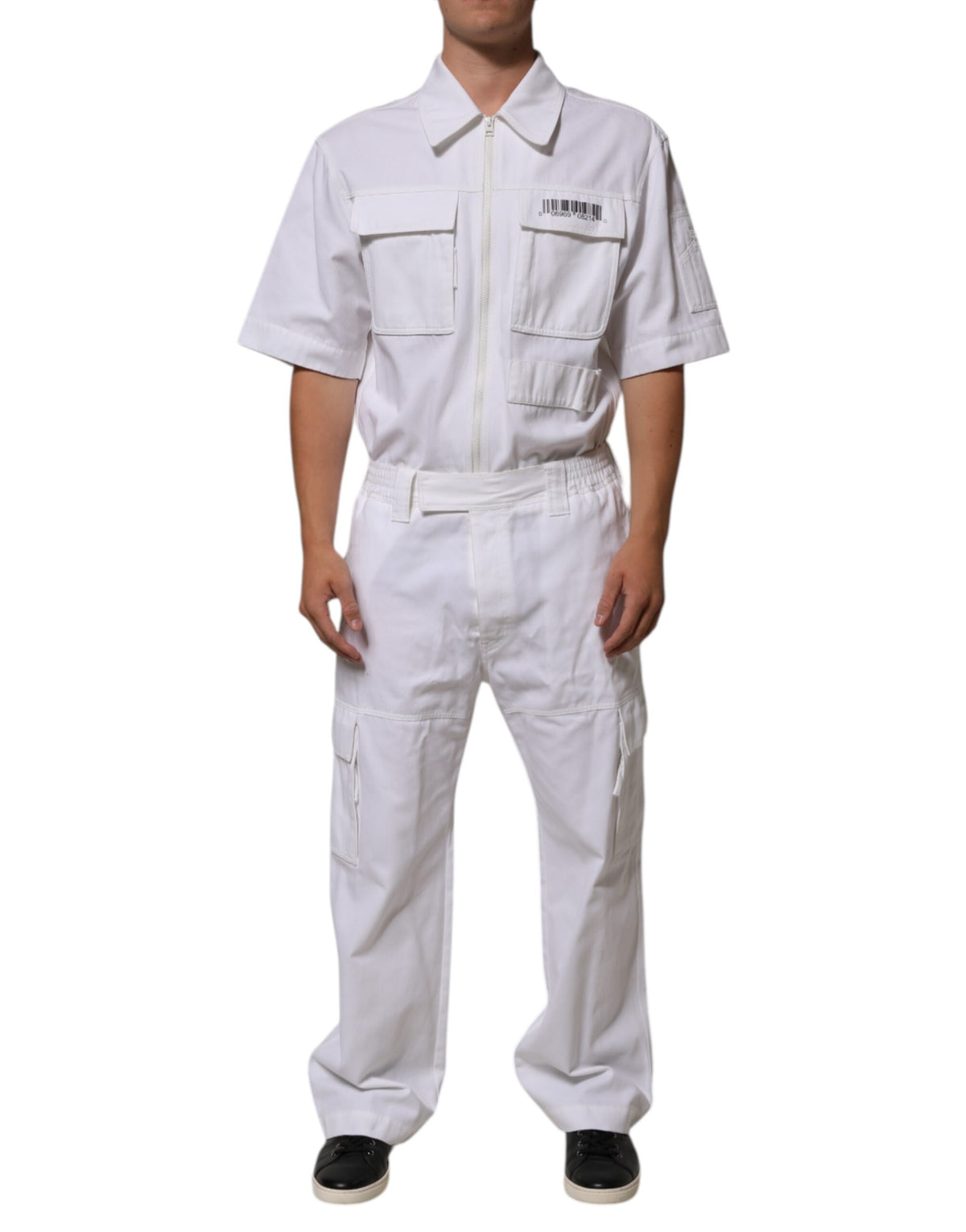 Combinaison pantalon utilitaire à fermeture éclair avec patch code-barres blanc de Dolce &amp; Gabbana