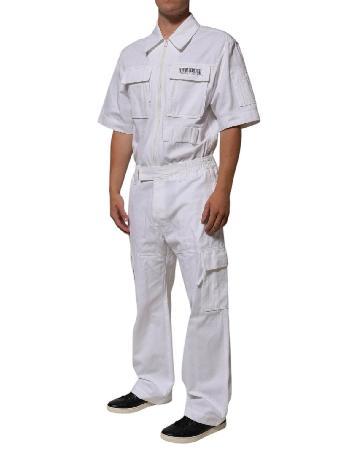 Combinaison pantalon utilitaire à fermeture éclair avec patch code-barres blanc de Dolce &amp; Gabbana