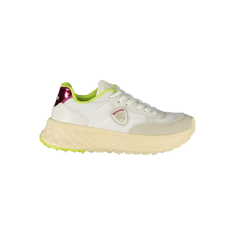 Sneakers Blauer White Polyester - Confort et Style Athlétique