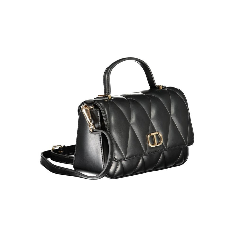 Sac à épaule en polyuréthane noir Twinset