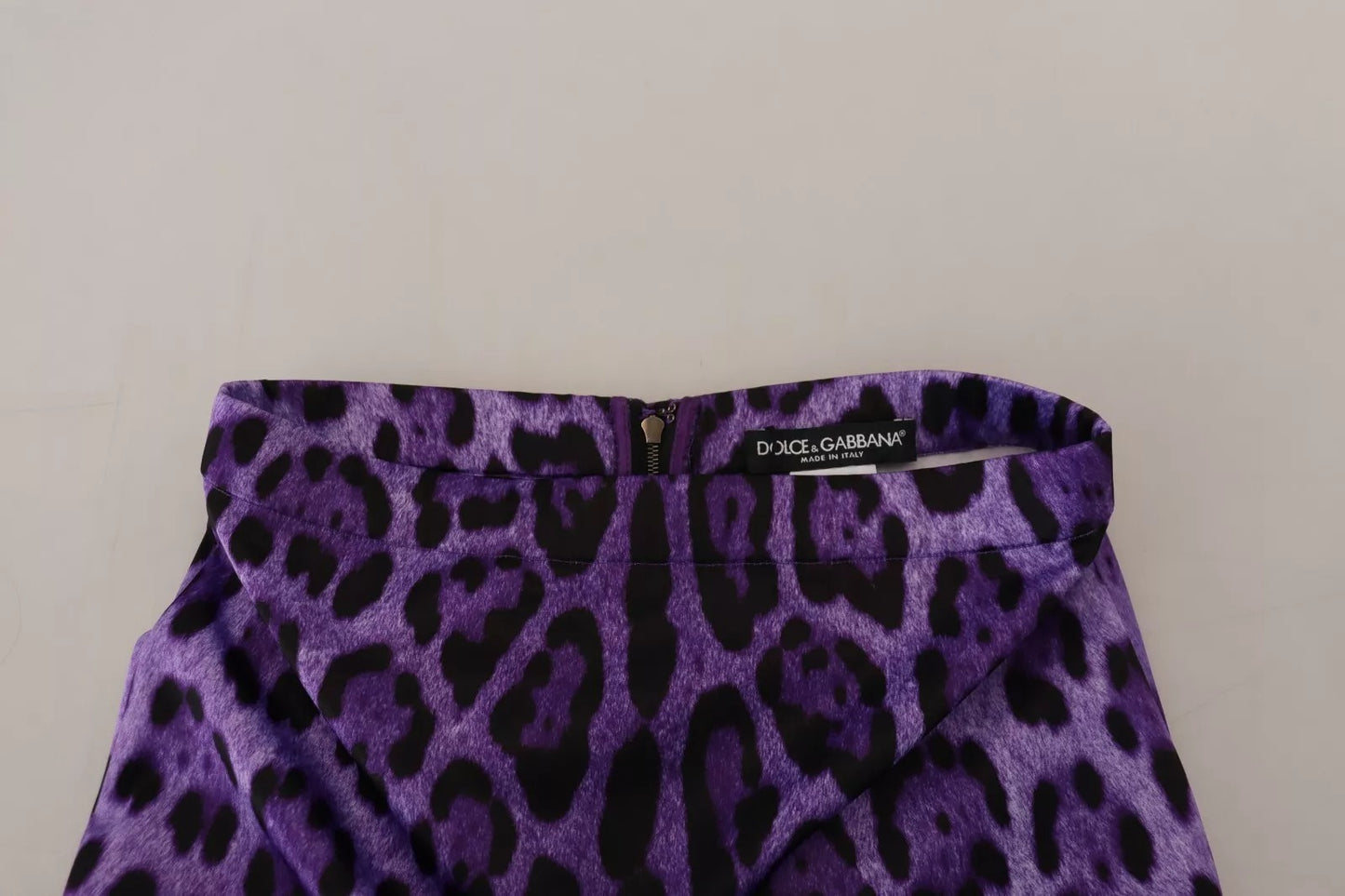 Dolce & Gabbana Purple Leopard Print Pencil Cut Mini Skirt