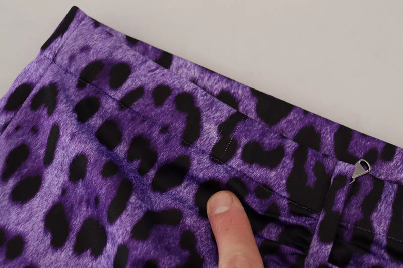 Dolce & Gabbana Jupe Mini Taille Haute Imprimé Léopard Violet