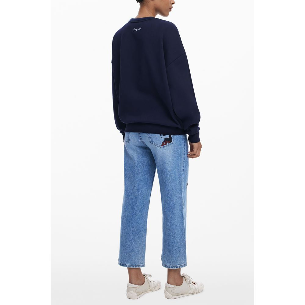 Desigual Blue Cotton Women Sweater with Mickey Print
