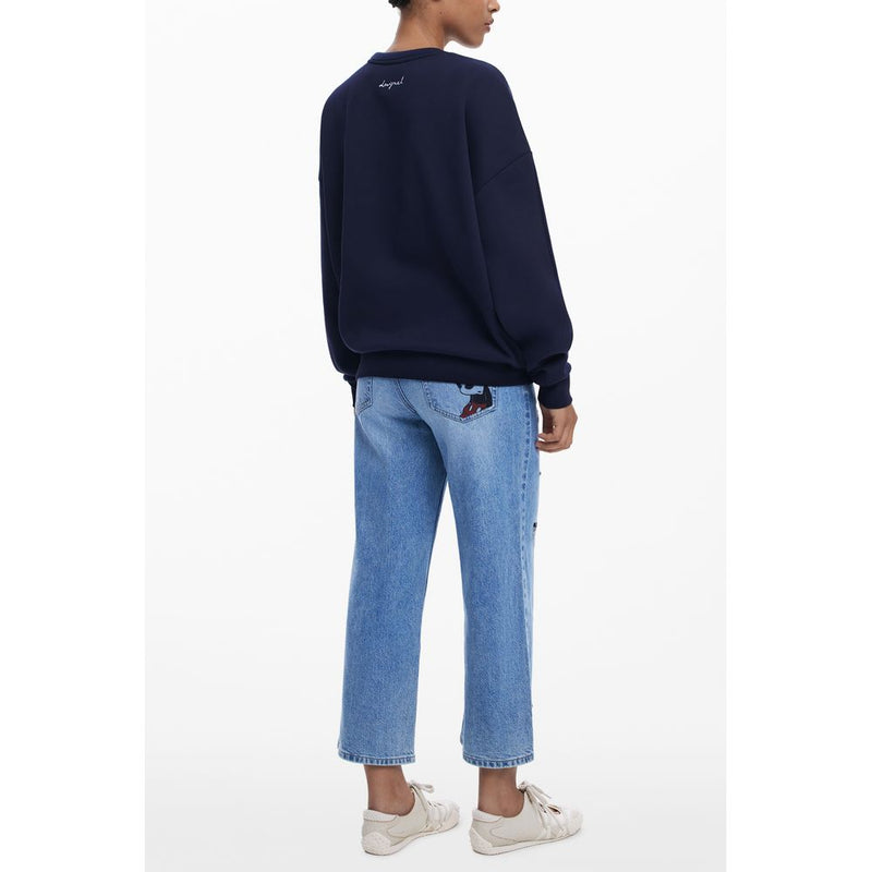 Desigual Blue Cotton Women Sweater with Mickey Print