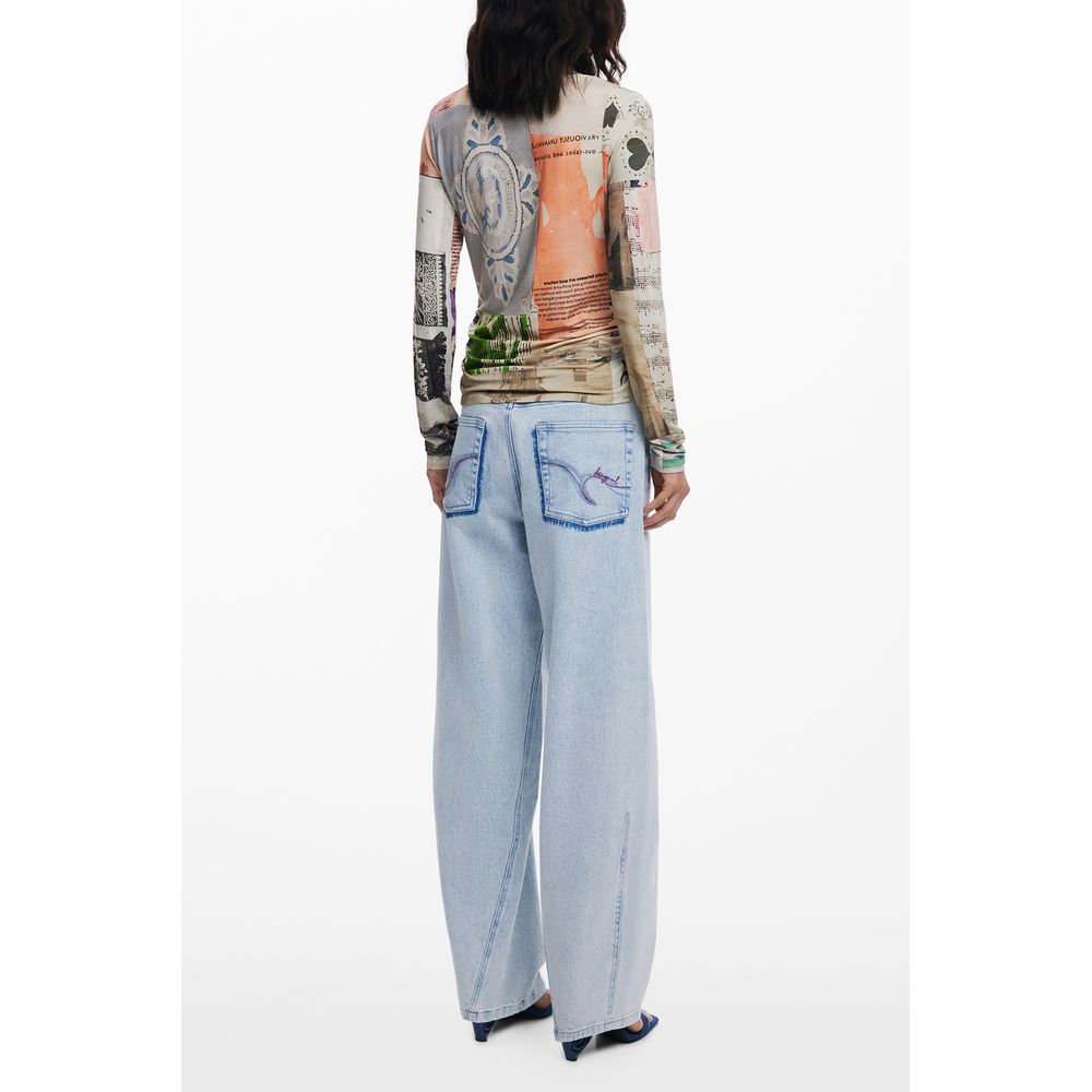 T-Shirt Long Manches Beige Viscose Desigual LIMBANI pour Femme