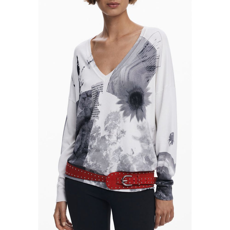 Desigual Gotemburgo Jersey Femme Blanc en Viscose