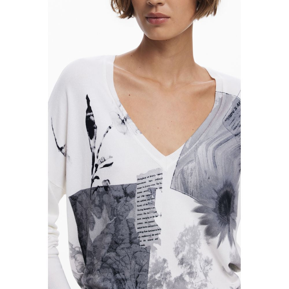 Desigual Gotemburgo Jersey Femme Blanc en Viscose
