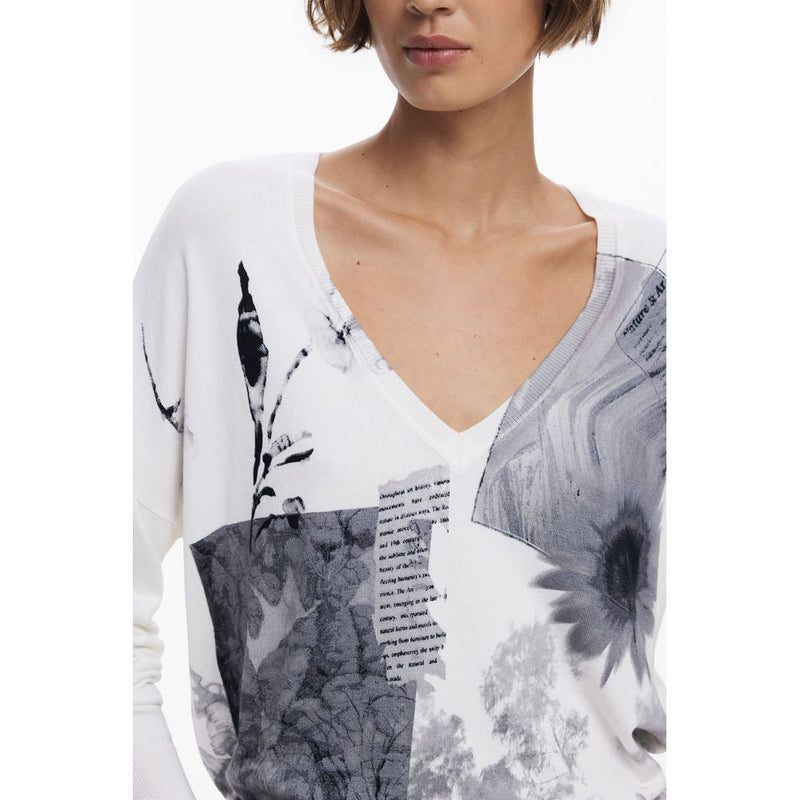 Desigual Gotemburgo Jersey Femme Blanc en Viscose