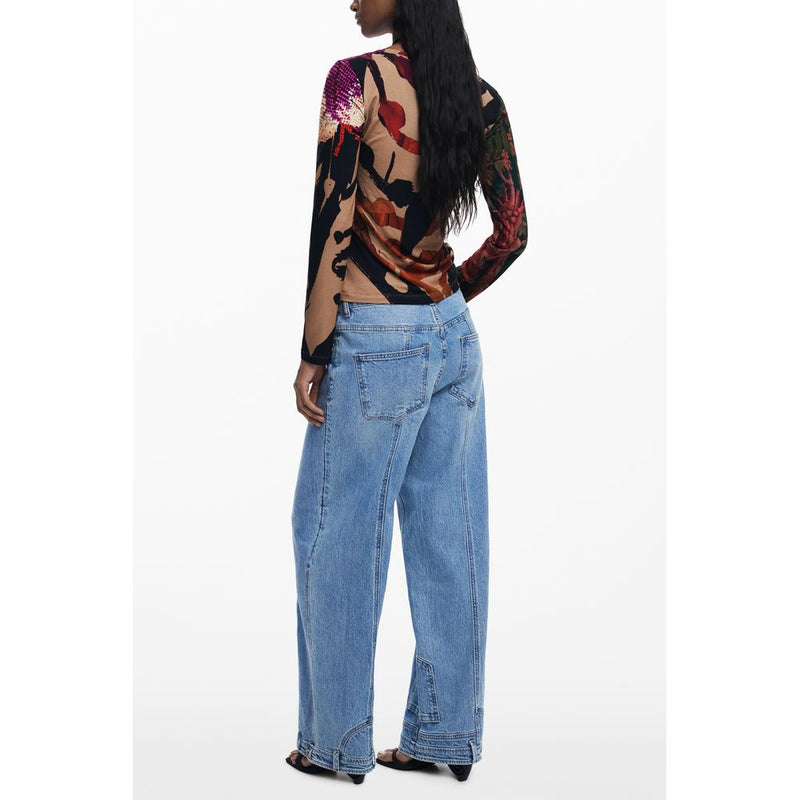 Desigual Brown Elastane Women T-Shirt - Stylish Comfort