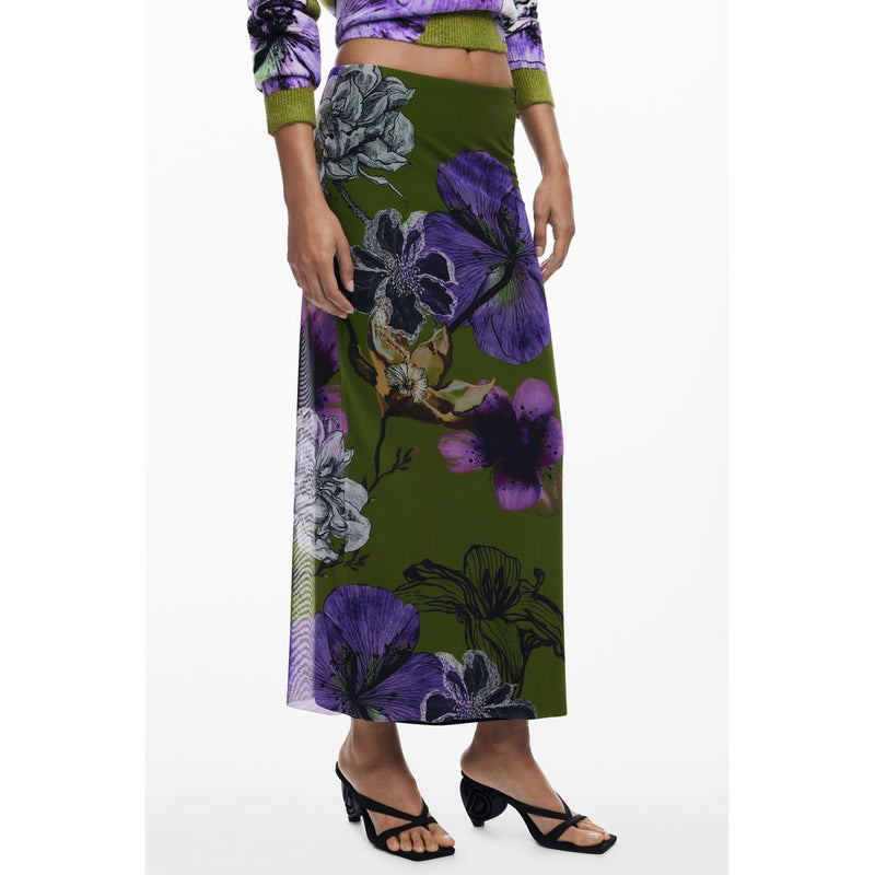 Desigual Green Polyester Long Skirt for Women