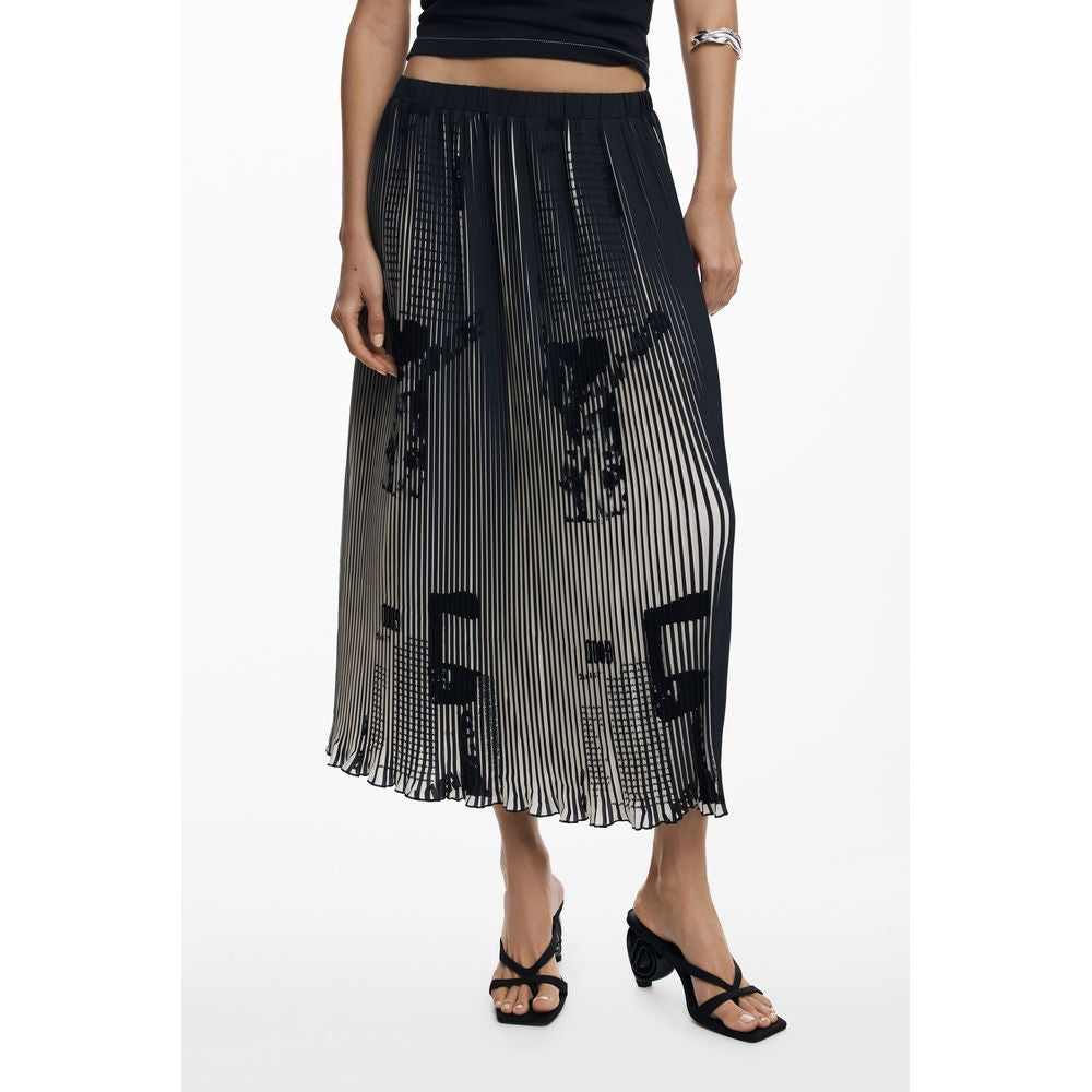 Desigual Black Polyester Women Skirt - Pleated Elegance