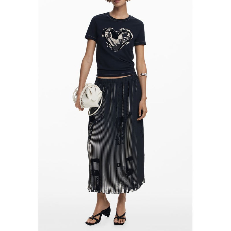 Desigual Black Polyester Women Skirt - Pleated Elegance