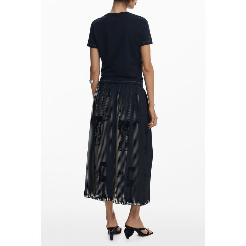 Desigual Black Polyester Women Skirt - Pleated Elegance