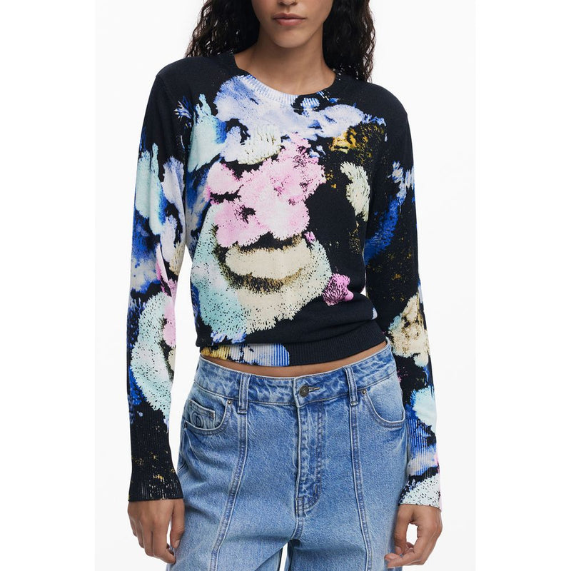 Desigual Black Linen Women Sweater - Unique Style Statement