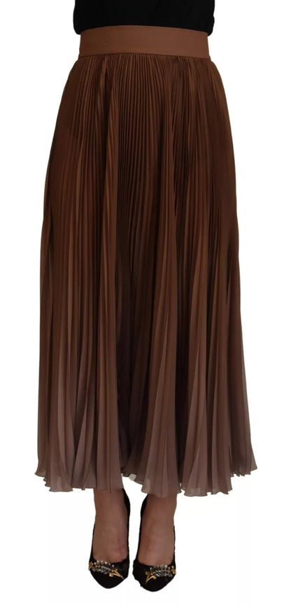 Dolce & Gabbana Beige Longuette Plisse Chiffon Midi Skirt