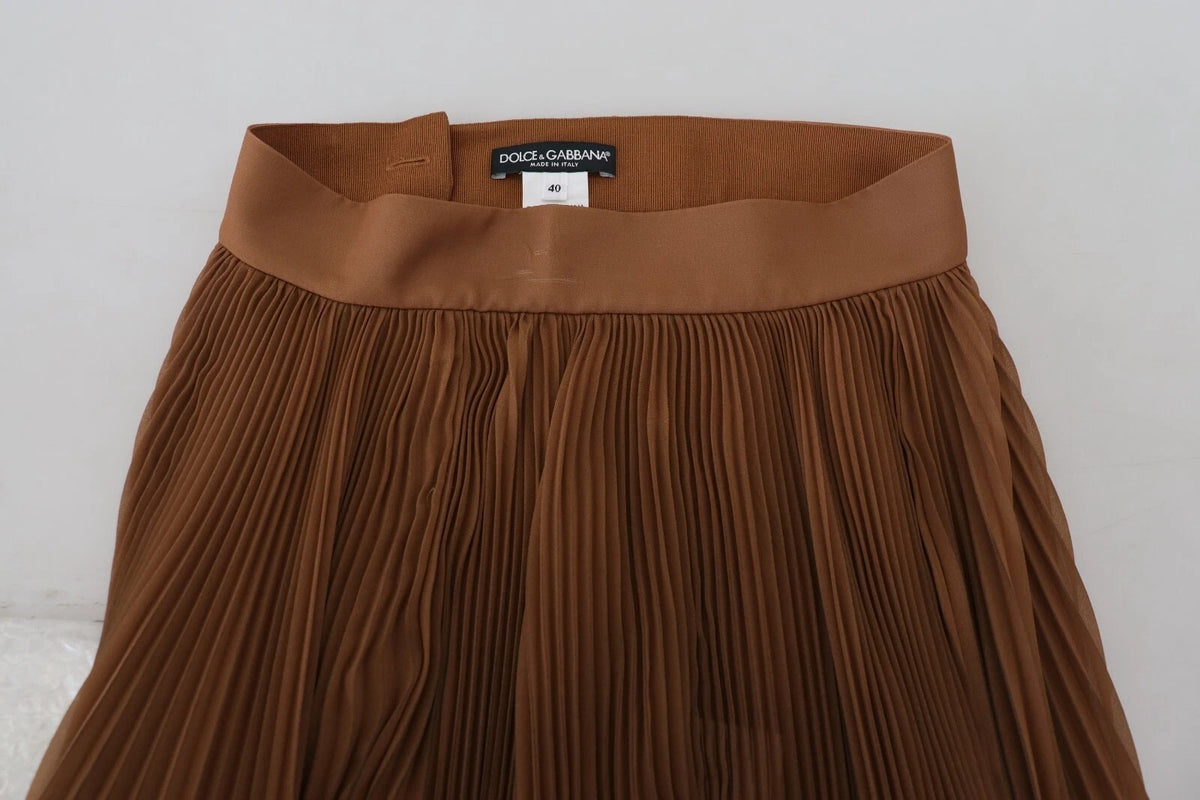 Dolce & Gabbana Longuette Plisse Chiffon Midi Skirt Beige