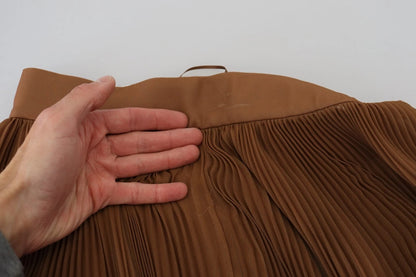 Dolce & Gabbana Beige Longuette Plisse Chiffon Midi Skirt