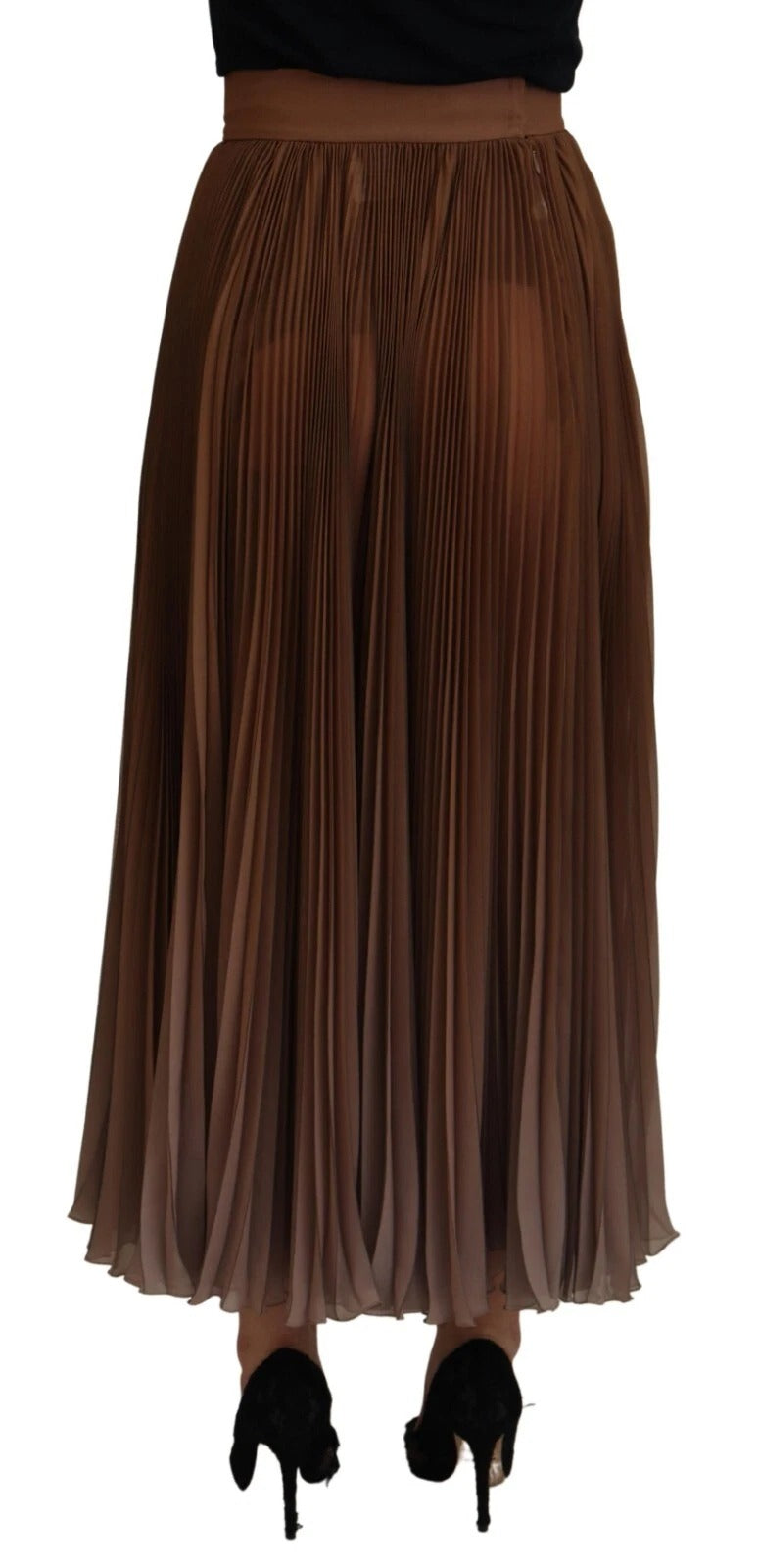 Dolce & Gabbana Longuette Plisse Chiffon Midi Skirt Beige