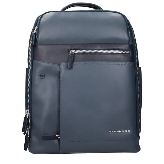 Sacs à dos en cuir bleu Piquadro