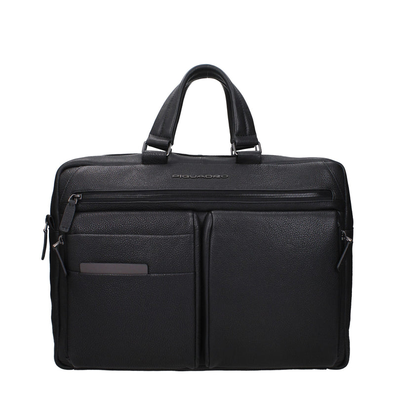 Piquadro Sac en Cuir Noir pour Professionnels et Ordinateurs