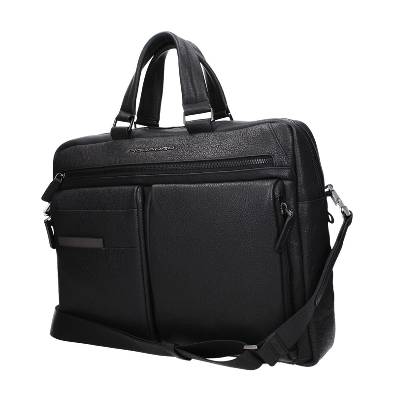 Piquadro Sac en Cuir Noir pour Professionnels et Ordinateurs