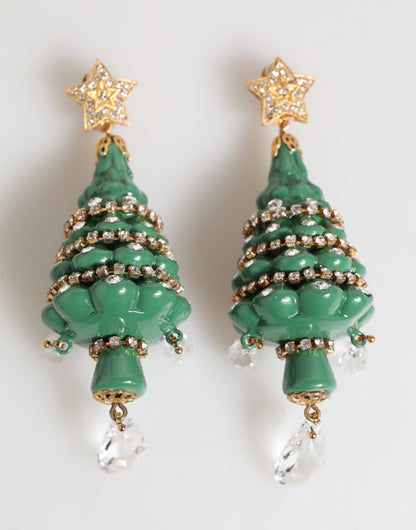 Boucles d'oreilles en forme de sapin de Noël multicolores en laiton doré de Dolce &amp; Gabbana