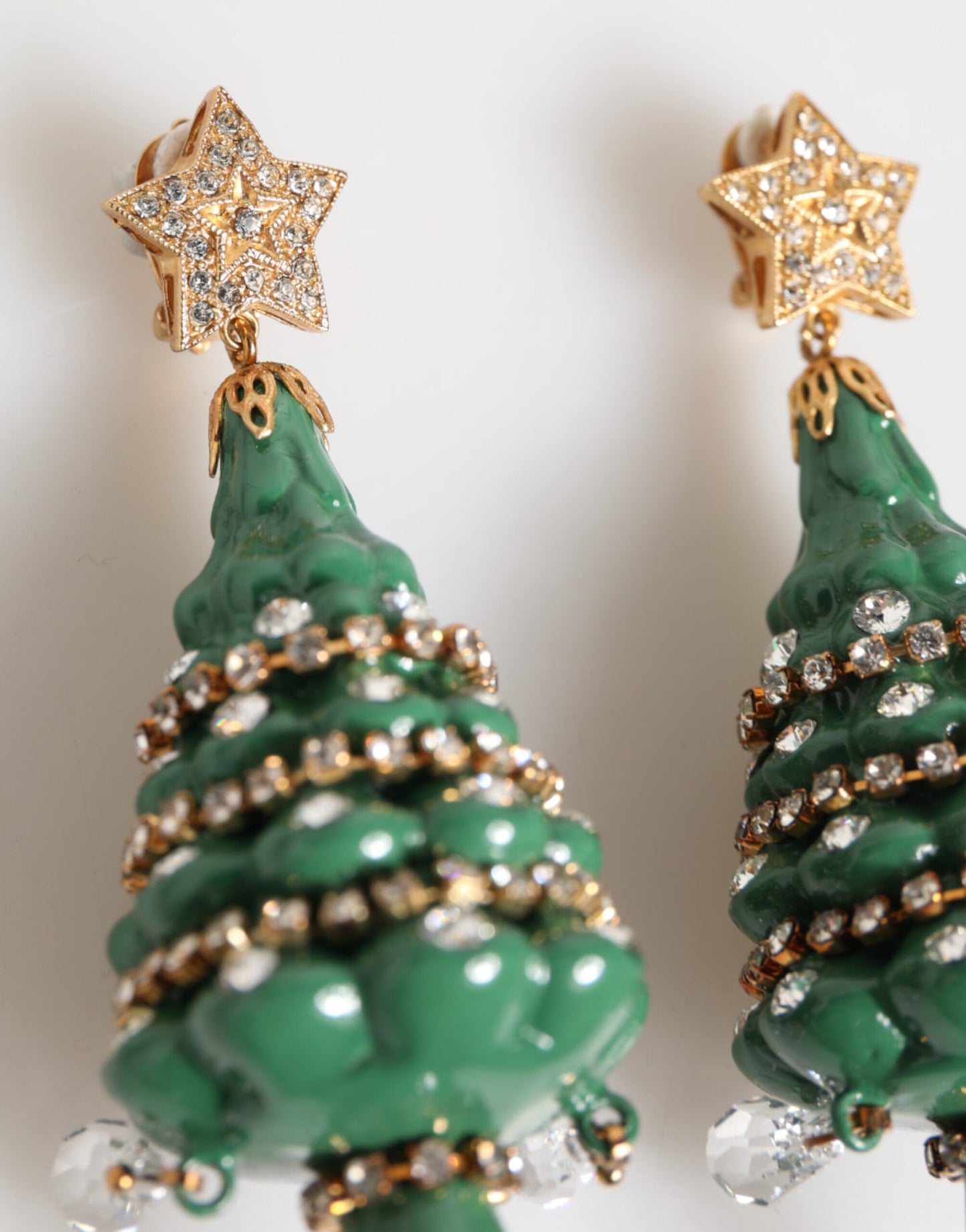 Boucles d'oreilles en forme de sapin de Noël multicolores en laiton doré de Dolce &amp; Gabbana