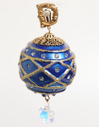 Boucles d'oreilles clips en laiton doré et cristal bleu en forme de boule de Noël de Dolce &amp; Gabbana