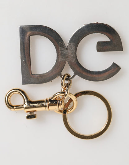 Pendentif porte-clés Dolce & Gabbana en forme de logo DG en cristal multicolore et doré.