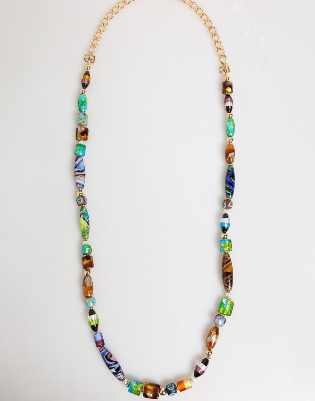 Dolce & Gabbana Multicolor Murano Glass Beads Brass Necklace