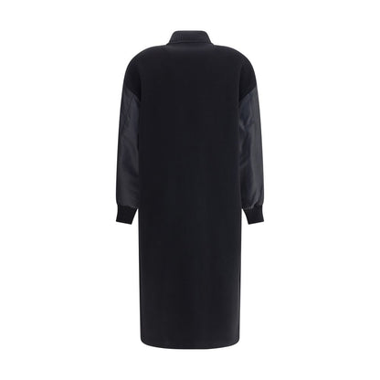 PINKO Long Coat in wool-blend cloth and technical satin