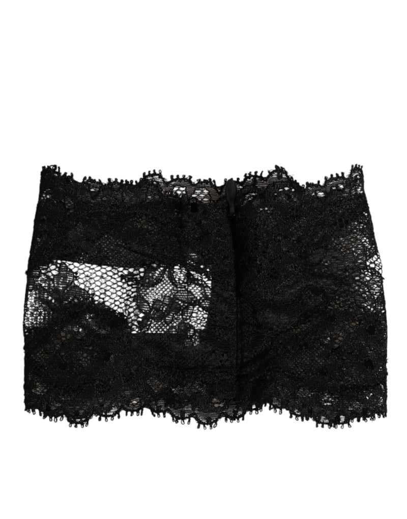 Dolce & Gabbana Black Lace Neck Scarf - Elegant Floral Design