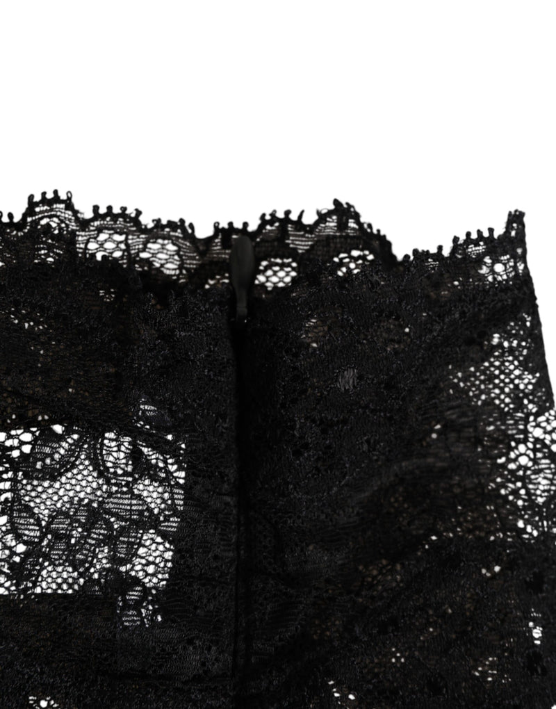 Dolce & Gabbana Black Lace Neck Scarf - Elegant Floral Design