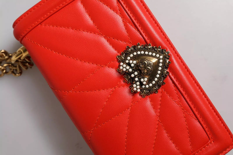 Dolce & Gabbana Red Quilted Devotion Crossbody Phone Case Bag