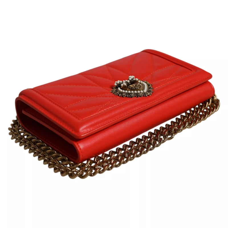 Dolce & Gabbana Red Quilted Devotion Crossbody Phone Case Bag