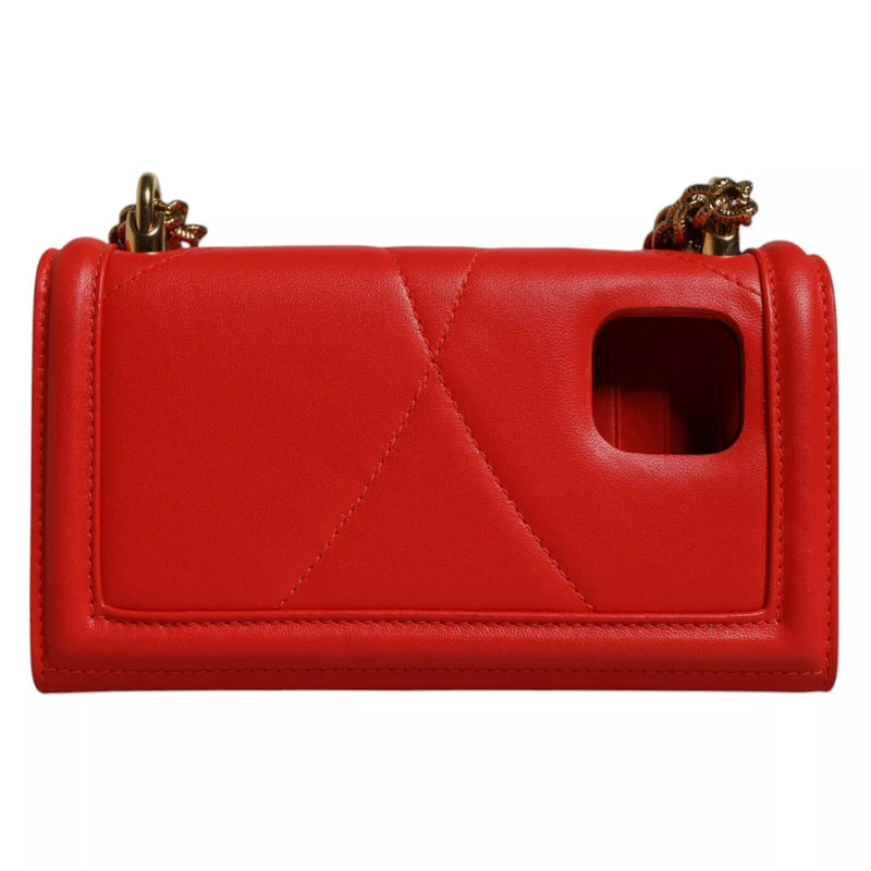 Dolce & Gabbana Red Quilted Devotion Crossbody Phone Case Bag