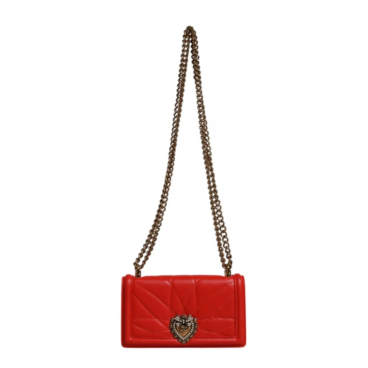 Dolce & Gabbana Red Quilted Devotion Crossbody Phone Case Bag